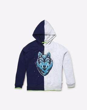 printed colorblock hoodie