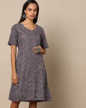 printed cotton a-line dress