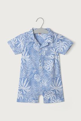 printed cotton above knee infants rompers - blue