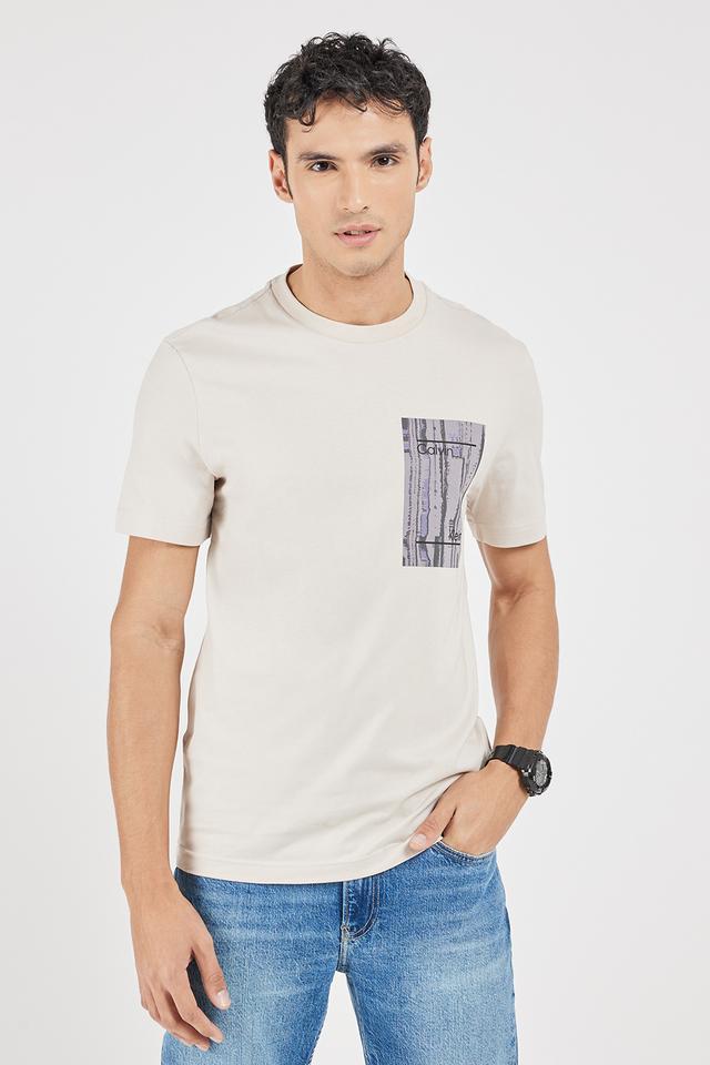 printed cotton blend crew neck mens t-shirt