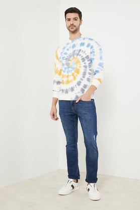 printed cotton blend hood men's sweatshirt - off white