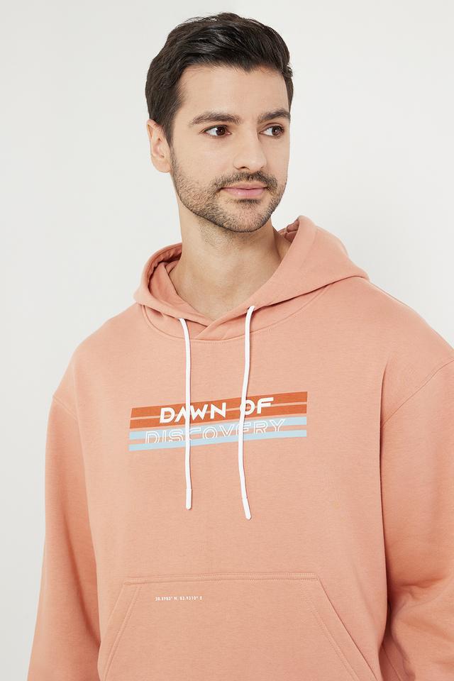 printed cotton blend hood mens sweatshirt