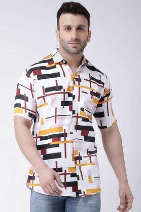 printed cotton blend regular fit men's casual shirt - multi