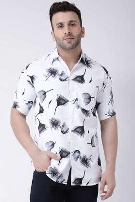 printed cotton blend regular fit men's casual shirt - multi