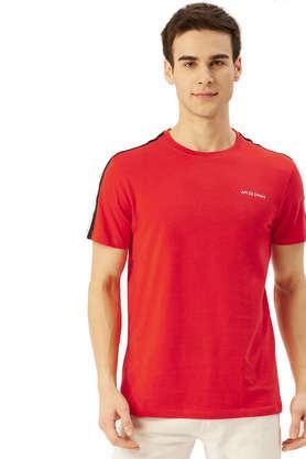 printed cotton blend regular fit men's t-shirt - red