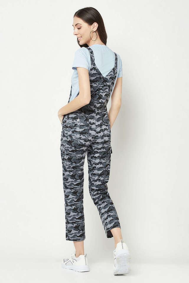 printed cotton blend regular fit womens jumpsuit