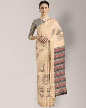 printed cotton blend saree