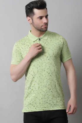 printed cotton blend slim fit men's t-shirt - green