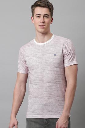 printed cotton blend slim fit men's t-shirt - wine