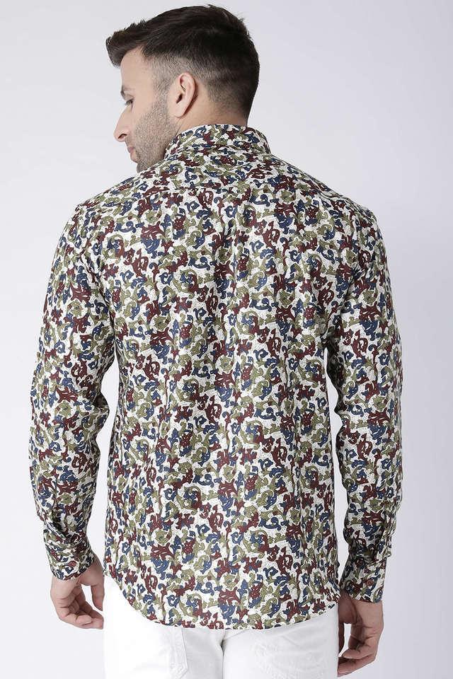 printed cotton blend slim fit mens casual shirt