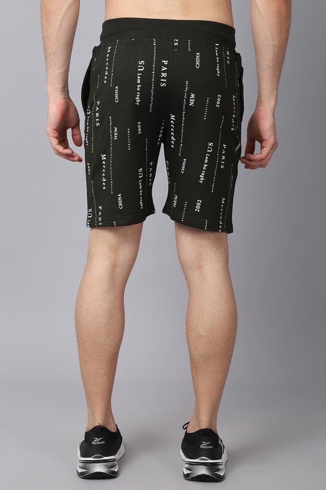 printed cotton blend slim fit mens shorts