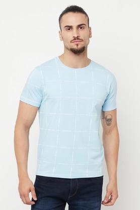 printed cotton blend slim fit mens t-shirt - green