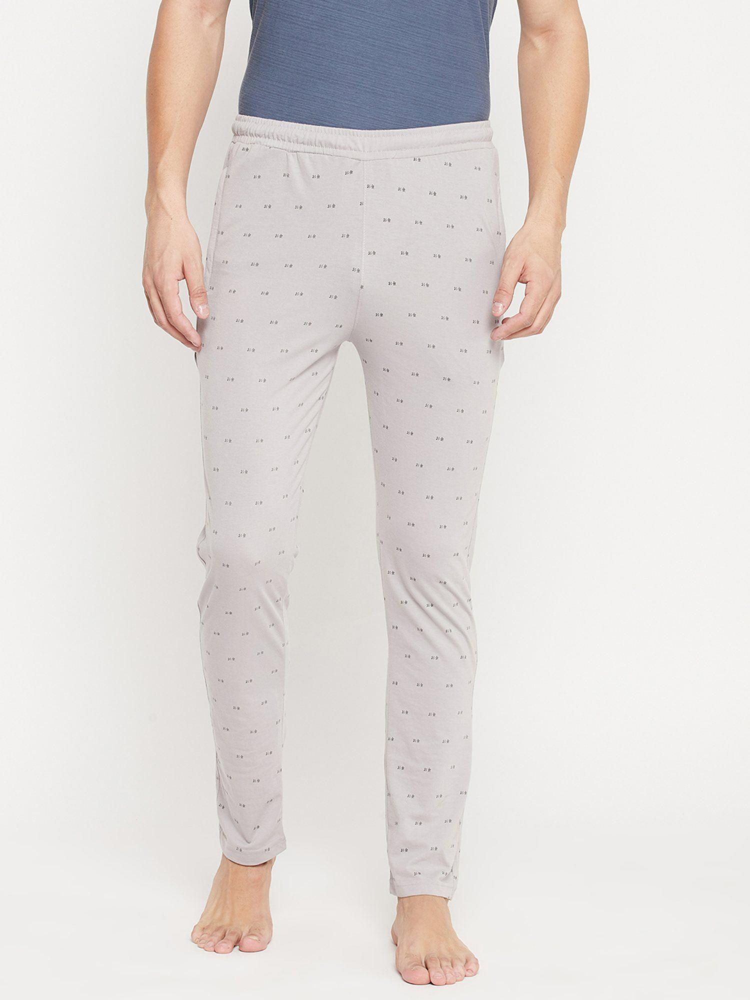 printed cotton blended lounge pants grey