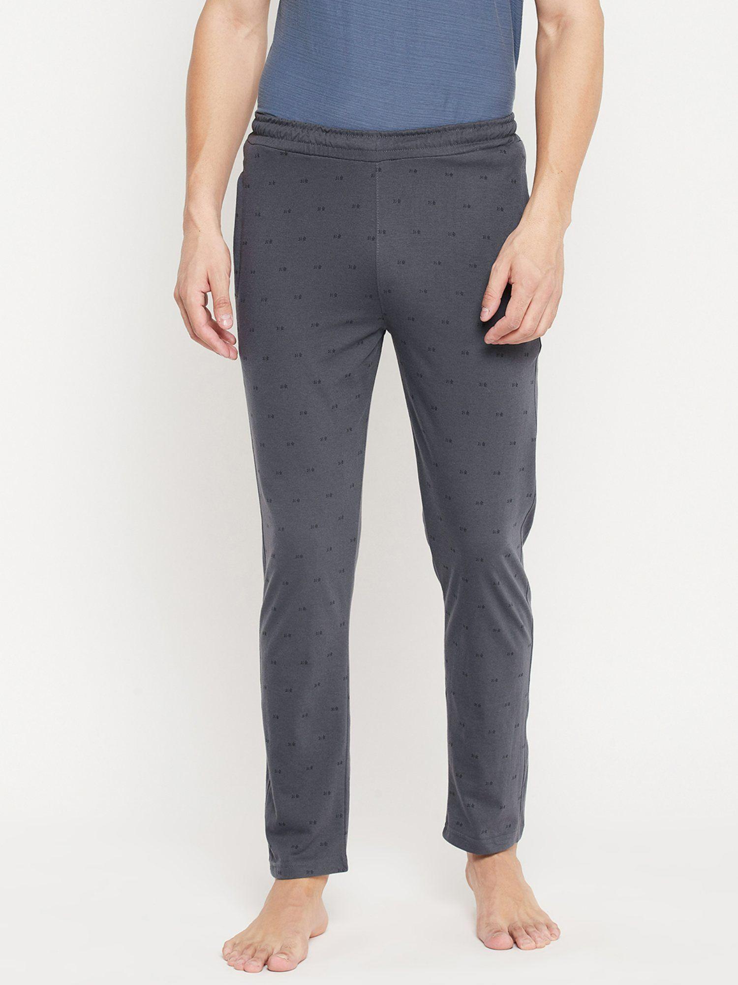 printed cotton blended lounge pants grey