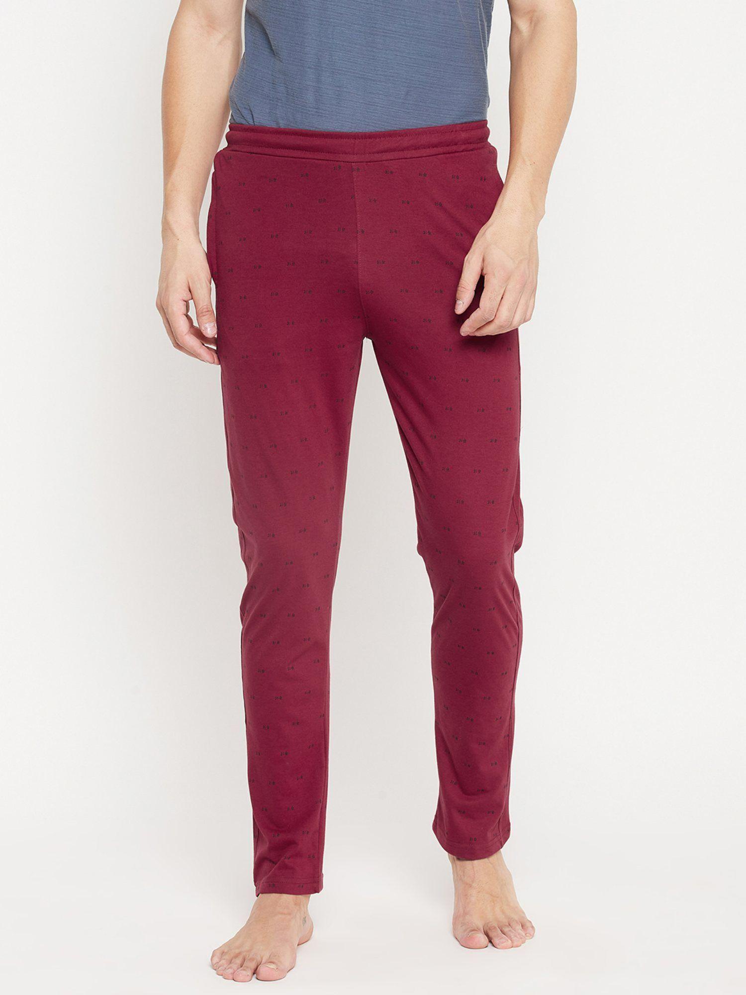 printed cotton blended lounge pants red
