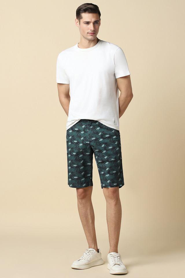 printed cotton button mens shorts