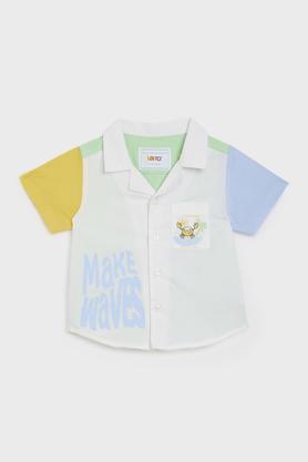 printed cotton collared infants shirt - multi