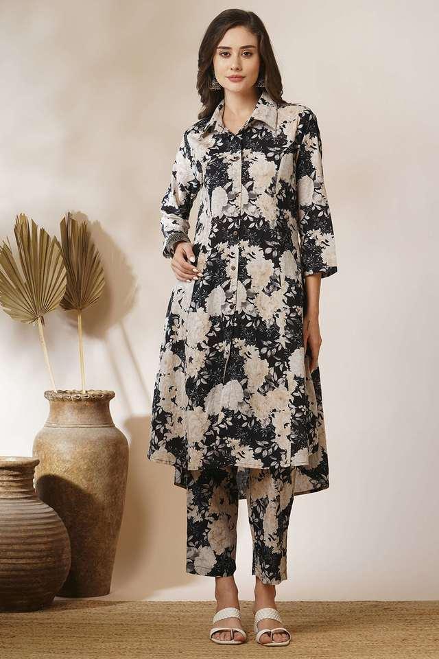 printed cotton collared womens co-ord set