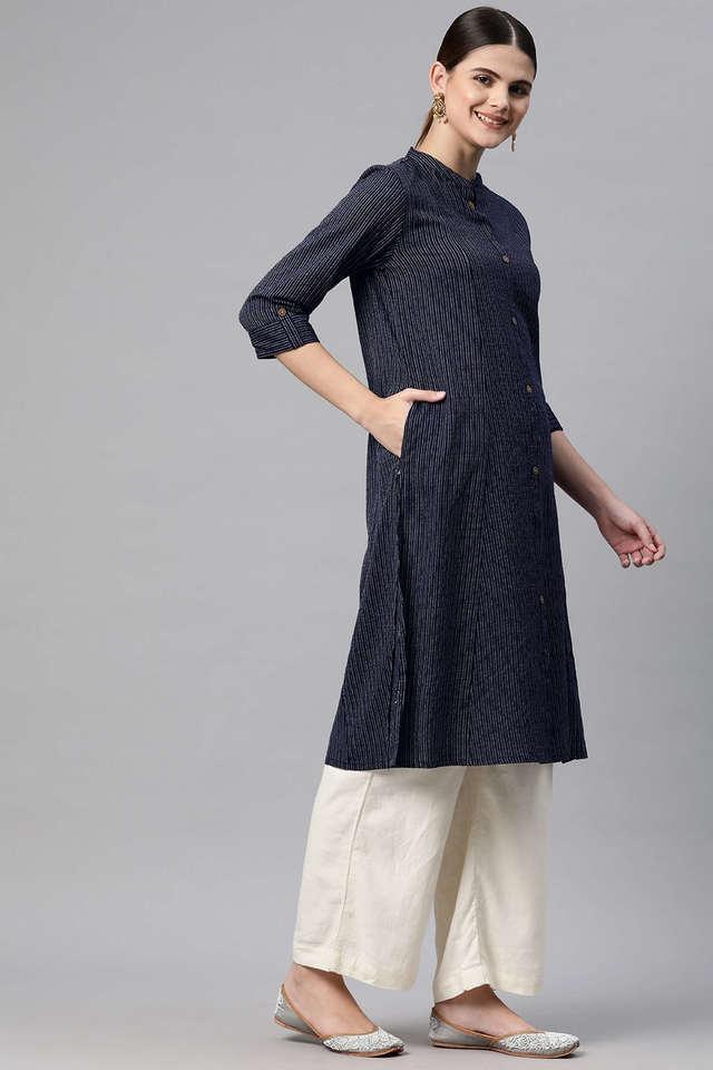 printed cotton collared womens festive wear kurta