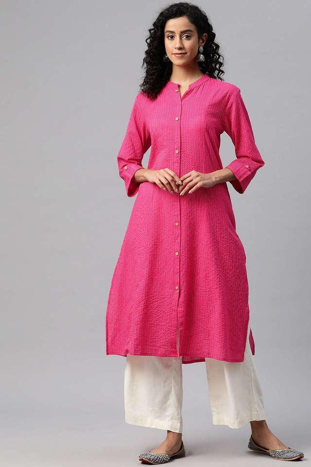 printed cotton collared womens festive wear kurta