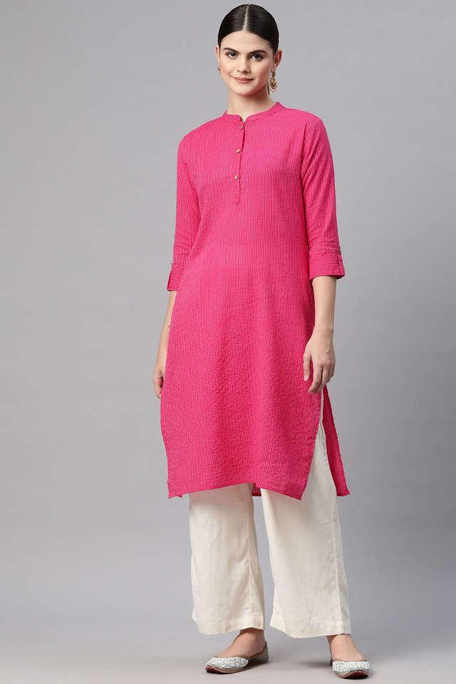 printed cotton collared womens festive wear kurta