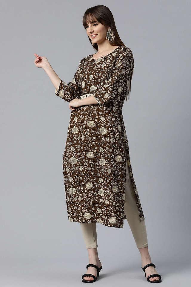 printed cotton collared womens festive wear kurta