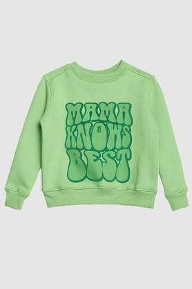 printed cotton crew neck boys sweatshirt - green