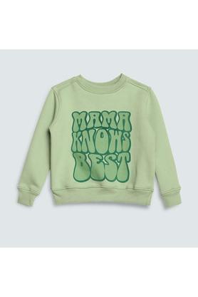 printed cotton crew neck girls sweatshirt - green