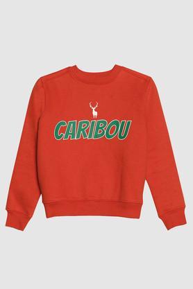 printed cotton crew neck girls sweatshirt - red