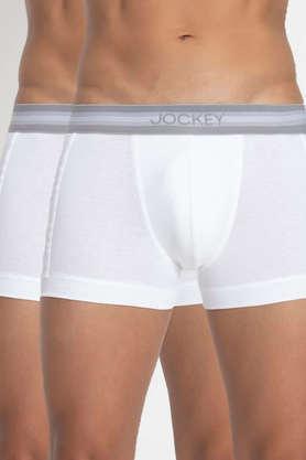 printed cotton elasticated men's trunks - white