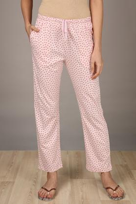 printed cotton full length womens night wear pyjamas - pink