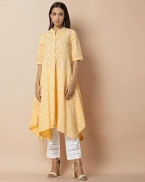 printed cotton high-low a-line kurta