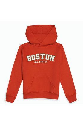 printed cotton hood boy's sweatshirt - red