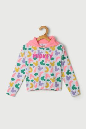 printed cotton hood girls sweatshirt - multi