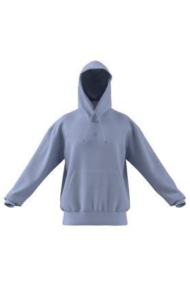 printed cotton hood men's t-shirt - blue
