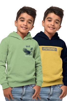 printed cotton hooded boys sweatshirt - multi color