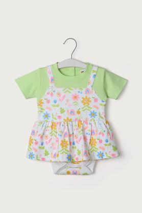 printed cotton infant infant girls rompers - multi