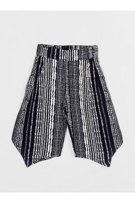 printed cotton linen blend flared fit girls culottes - navy