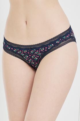 printed cotton lycra knitted women's bikini panties - multi