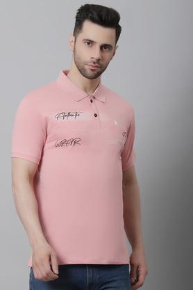 printed cotton lycra slim fit men's t-shirt - onion_pink