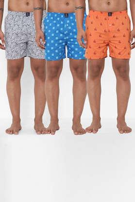 printed cotton men's boxers pack of 3 - multi