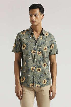 printed cotton men's casual wear shirt - green