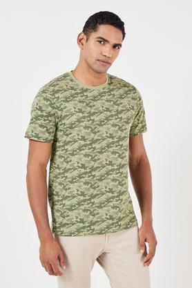 printed cotton men's t-shirt - fig green