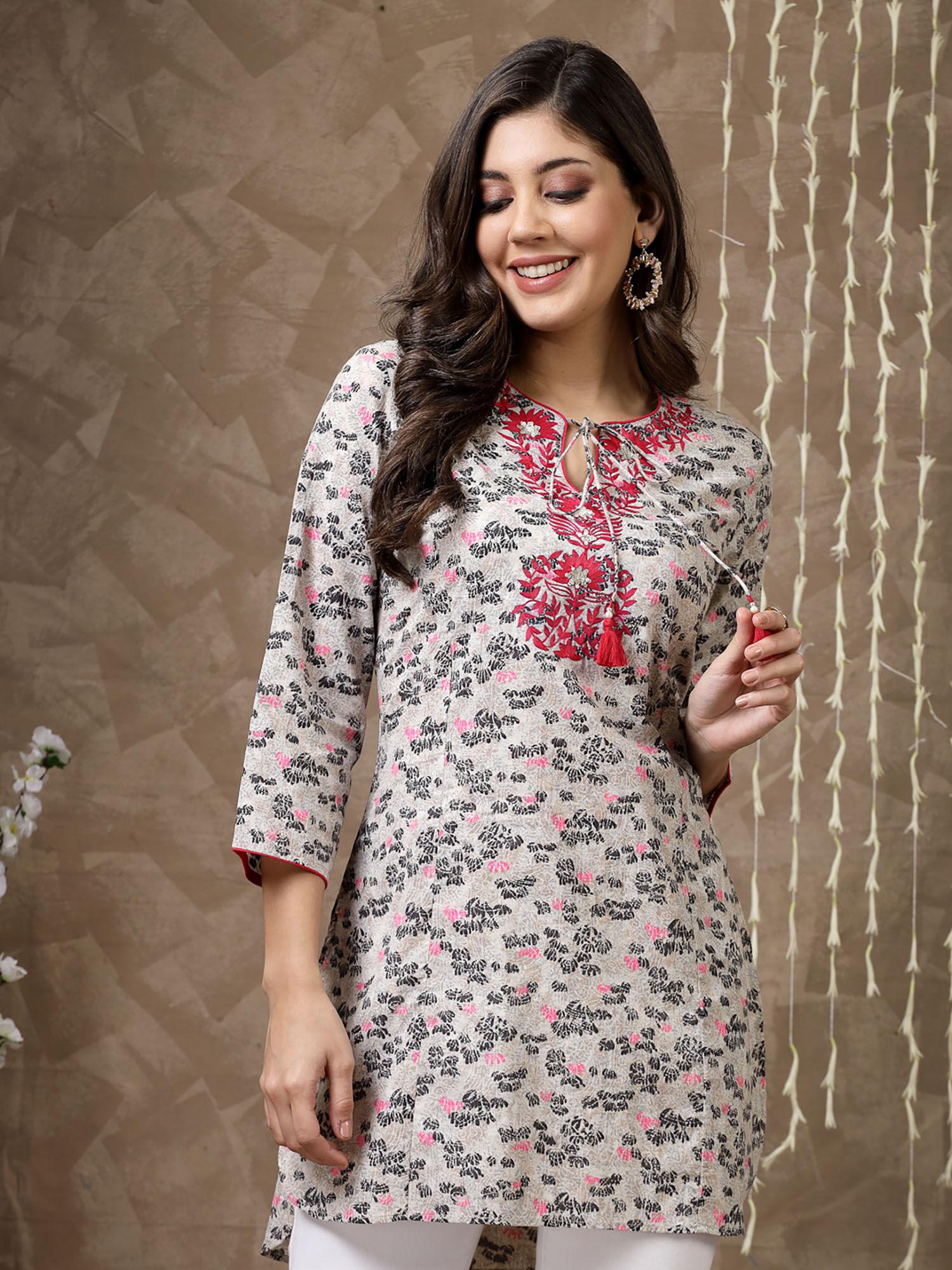 printed cotton pink tunic