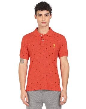 printed cotton polo t-shirt