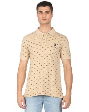 printed cotton polo t-shirt