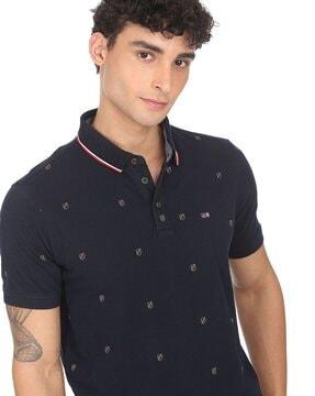 printed cotton polo t-shirt