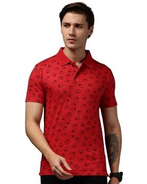 printed cotton polo t-shirt