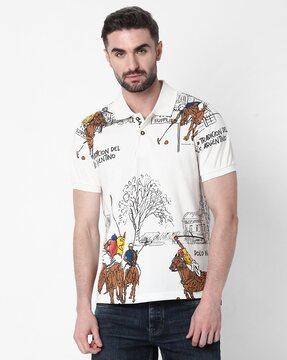 printed cotton polo t-shirt