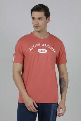 printed cotton poly spandex slim fit men's t-shirt - dust